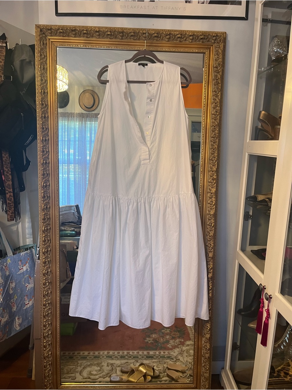 Massimo Dutti White Sleeveless Tiered Cotton Maxi Dress